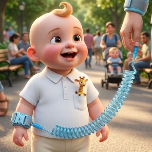 toddler boy with giraffe toy