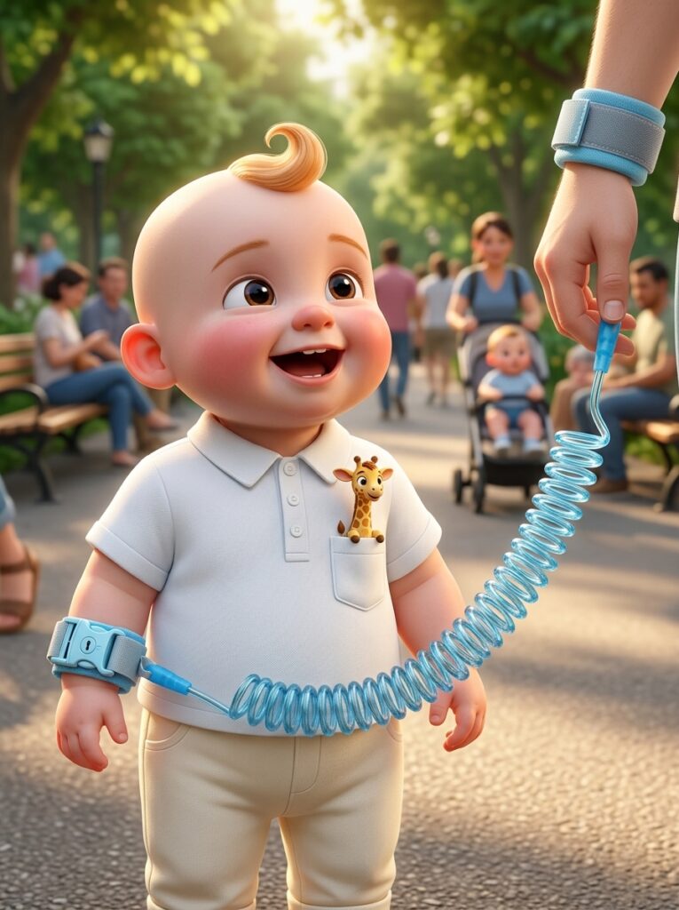 toddler boy with giraffe toy