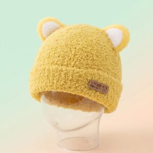 yellow bear ear baby cap