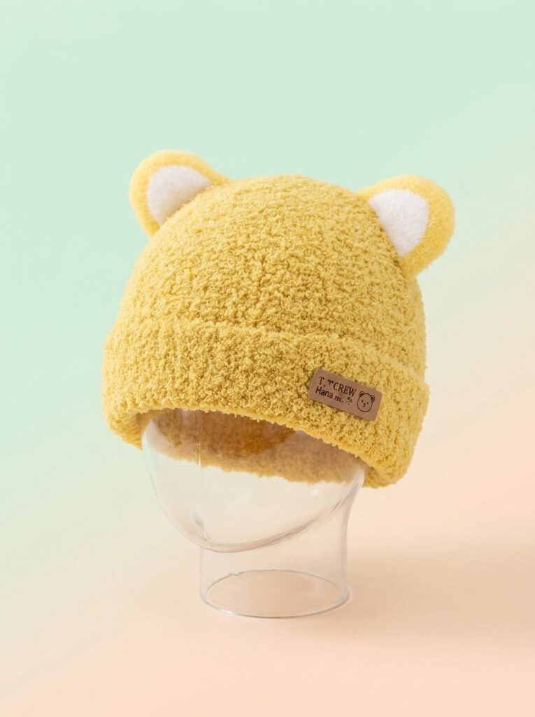 yellow bear ear baby cap